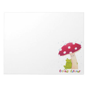 Bloc-note Caricature mignonne grenouille assise et champigno