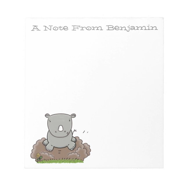 Bloc-note Caricature vert de rhinocéros mignon (Devant)