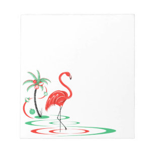 Bloc-note Carré de Flamant rose de Noël rouge