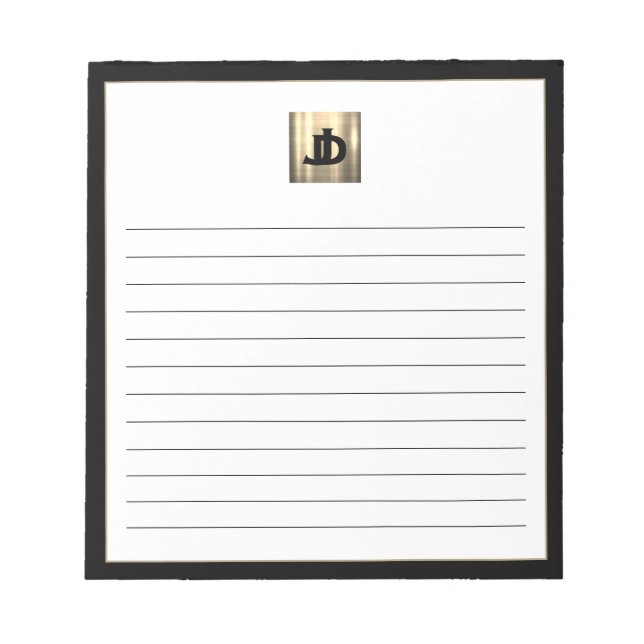 Bloc-note Carré moderne brossé or monogramme lié (Devant)