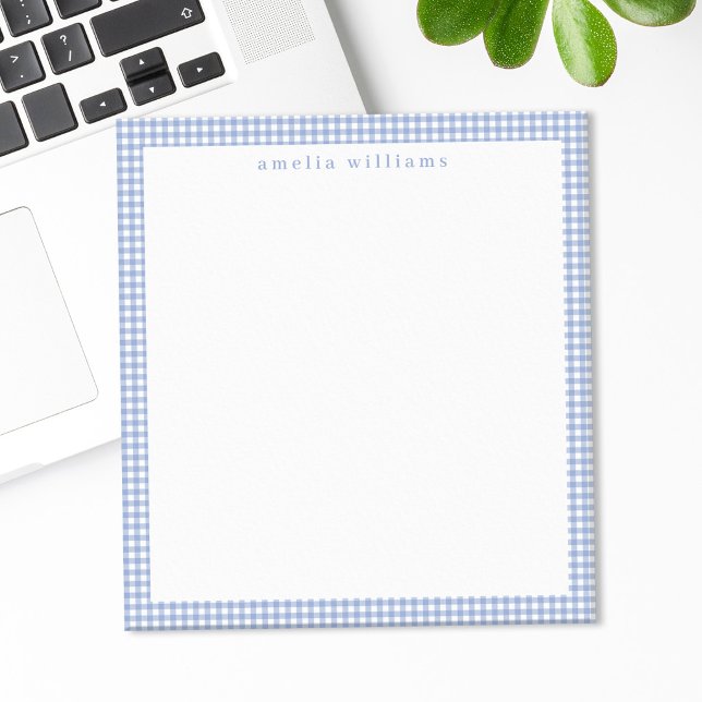 Bloc-note Carreaux Gingham Bleu Clair (Créateur téléchargé)