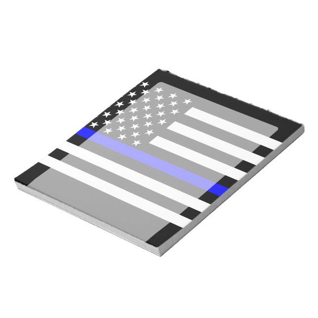 Bloc-note Carte de la ligne bleue mince sur un drapeau améri (Tourné)