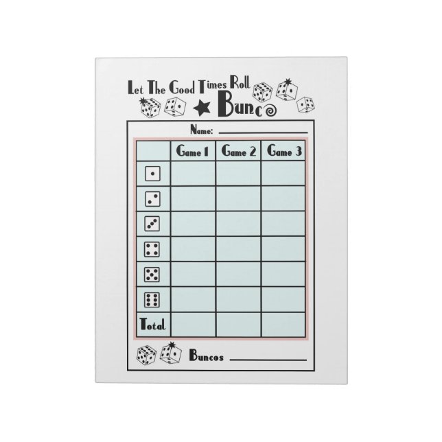 Bloc-note Carte de score Bunco (Tourné)