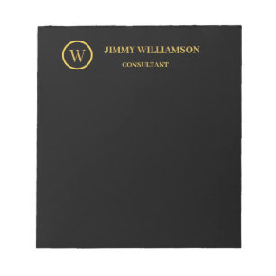 Bloc-note Carte de visite d'affaires moderne Monogram Gold B