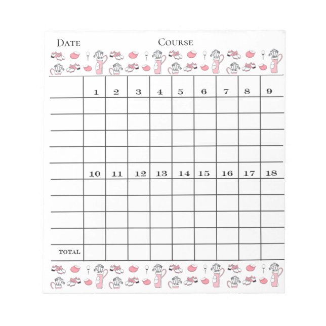 BLOC-NOTE CARTE D'ÉCRAN ROSE ET BLANC GOLFER PORTE (Devant)