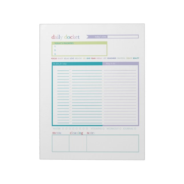 Bloc-note Carte d'effacement à sec de dossier quotidien (Tourné)