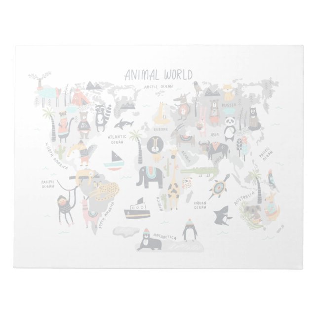 Bloc-note Carte du monde animal (Devant)