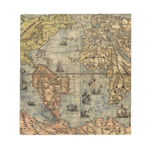 Bloc-note Carte du monde antique de Forlani 1565 Cartographi