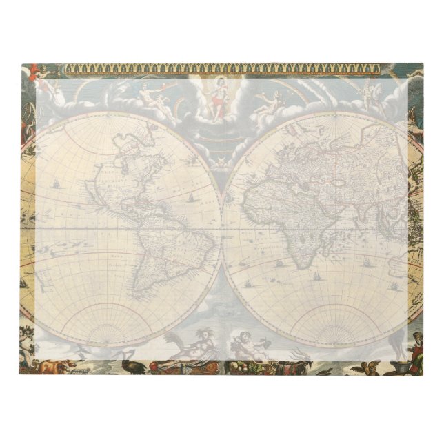 Bloc-note Carte du monde antique J. Blaeu 1664 (Devant)