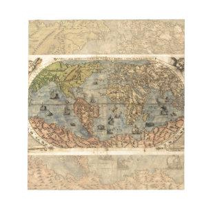 Bloc-note Carte du monde Forlani Antiquev 1565 Renaissance