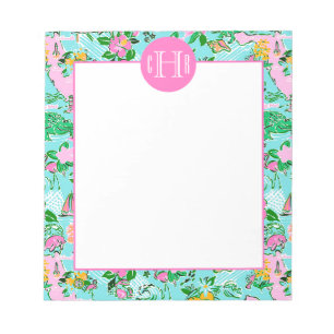 Bloc-note Carte Floride Preppy Palm Beach Motif Monogrammé