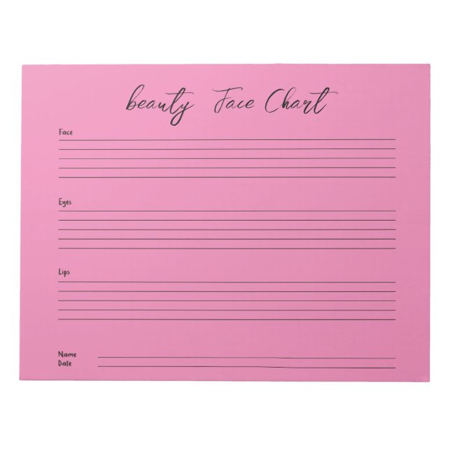 Bloc-note Carte graphique faciale de maquillage professionne (Devant)