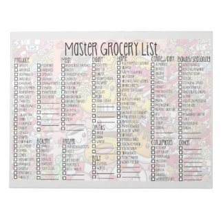 Bloc-note Carte principale de liste d'épicerie