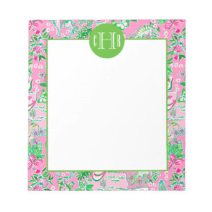 Bloc-note Carte Texas Pink & Green Preppy Motif Monogramme