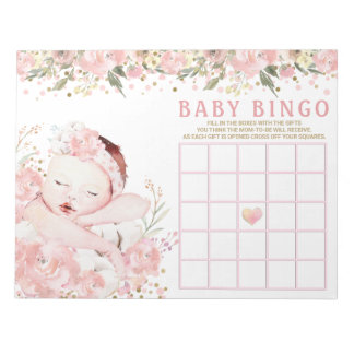 Bloc-note Cartes de jeu de bingo pour baby shower fille