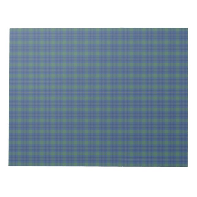 Bloc-note Cartes de Noël Plaid Vert Et Bleu Enveloppe Liner (Devant)