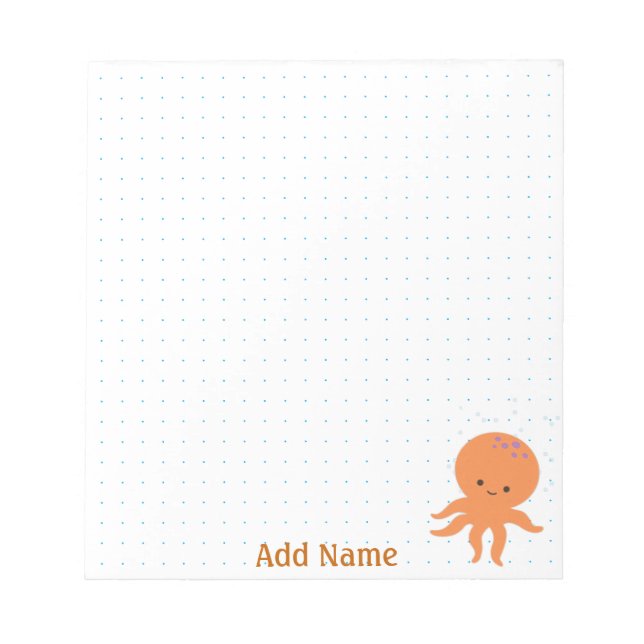 Bloc-note Carton Octopus Cute - Grille de points personnalis (Devant)