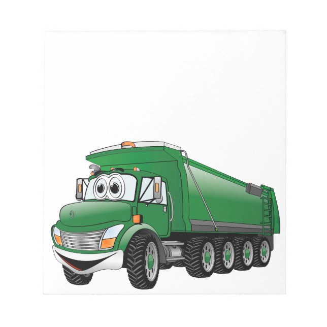 Bloc-note Cartoon 10w pour camion à vidange verte (Devant)
