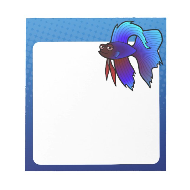 Bloc-note Cartoon Betta Fish / Poisson Siamais de combat (Devant)
