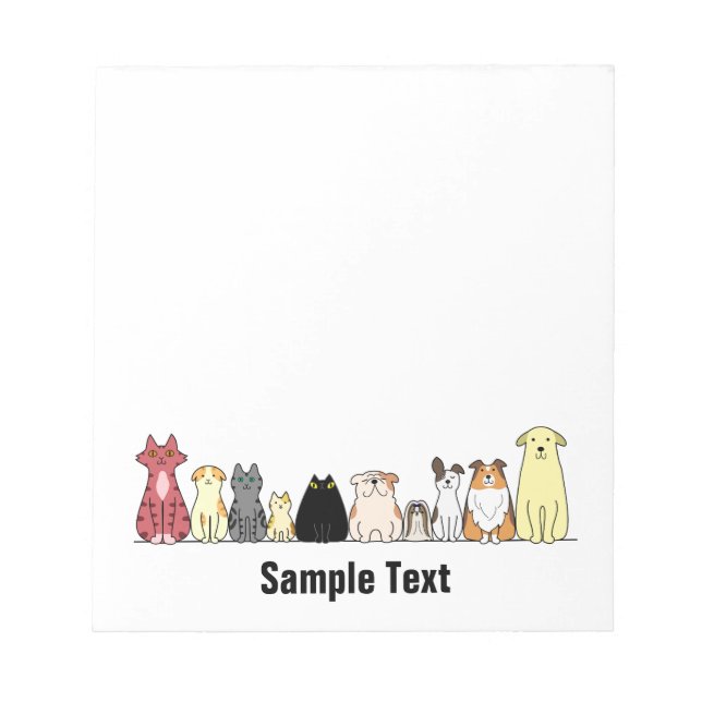 Bloc-note cartoon cats and dogs note pad (Devant)