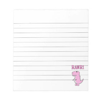 Bloc-note Cartoon T-Rex Dinosaure Rose Cute Et En Colère