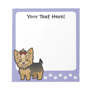 Bloc-note Cartoon Yorkshire Terrier (cheveux courts avec arc
