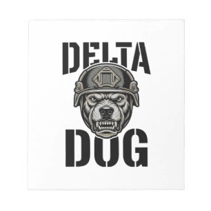 Bloc-note Casque Delta Dog Bulldog Gravure Vintage Design_
