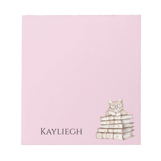 Bloc-note Cat Heart Glasses Books (Devant)
