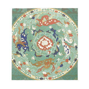 Bloc-note Cercle chinois antique bleu vert