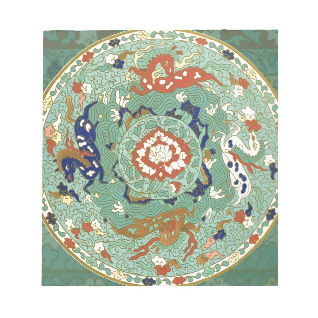 Bloc-note Cercle chinois antique bleu vert (Devant)