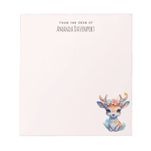 Bloc-note Cerf de Bébé mignon avec Antlers et Fleurs