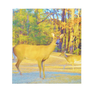 Bloc-note Cerf de couleur moutarde avec bleu clair