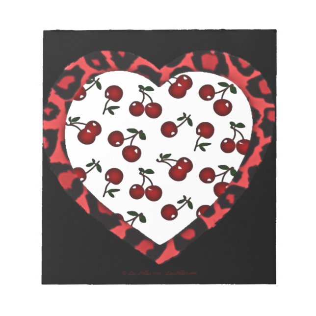 Bloc-note Cerises RAB Empreinte de léopard Heart Rockabilly (Devant)