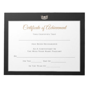 Bloc-note Certificats de concours de style Miss USA-Réussite