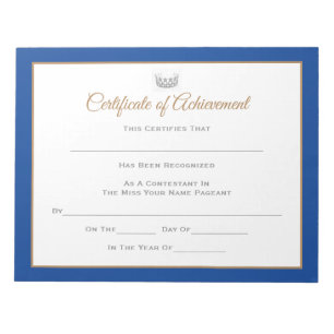 Bloc-note Certificats de concours de style Miss USA-Réussite
