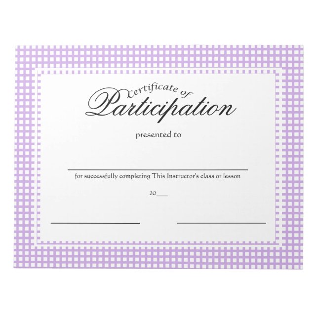 Bloc-note Certificats de participation (Devant)
