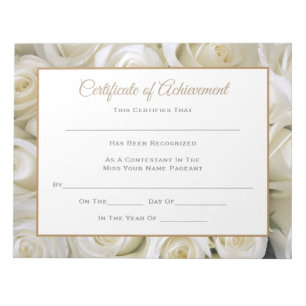 Bloc-note Certificats-Roses de concours de style Miss Americ
