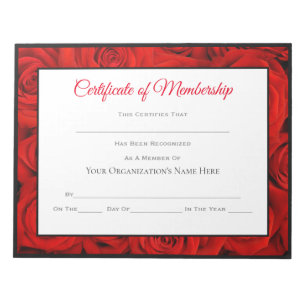 Bloc-note Certificats-Roses de concours de style Miss Americ