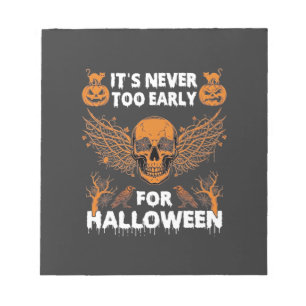 Bloc-note C'est Jamais Trop Tôt Halloween Crâne Vigne Ailes_