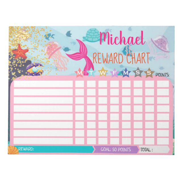 Bloc-note Chaîne de la carte de récompense Mermaid Comportem (Devant)