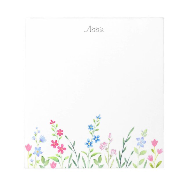 Bloc-note Champ de Fleurs sauvages d'aquarelle mixte (Devant)