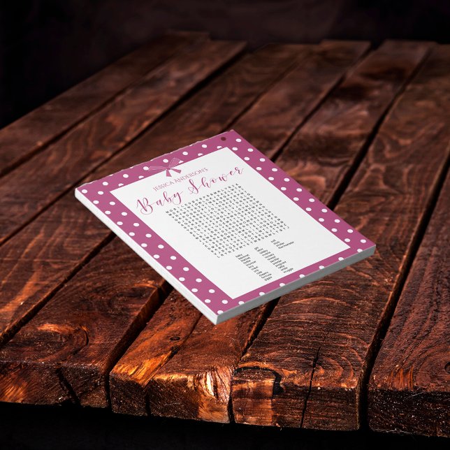 Bloc-note Charming Bright Rose Baby shower Mot Trouver Jeu (Créateur téléchargé)