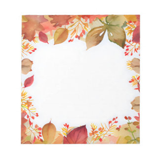 Bloc-note Châssis en aquarelle d'automne Feuilles rouges rus
