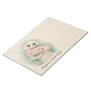 Bloc-note Chat blanc de Louis Wain avec une fan CC0038