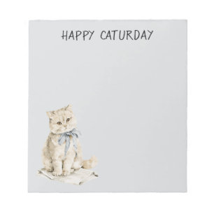 Bloc-note Chat crème arc bleu Caturday