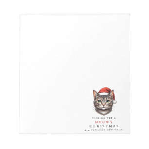 Bloc-note Chat de Noël mignon moderne avec chapeau de Père N