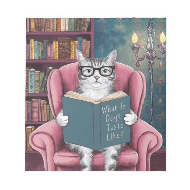 Bloc-note Chat drôle Lire un livre (Devant)