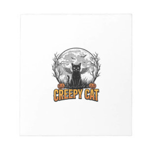Bloc-note Chat effrayant Halloween Dessin de gravure vintage