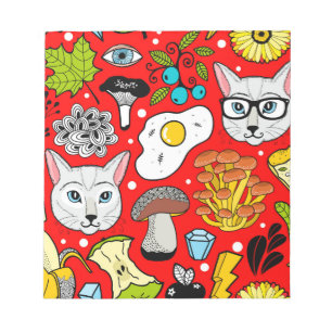 Bloc-note Chat et oeuf sur le rouge