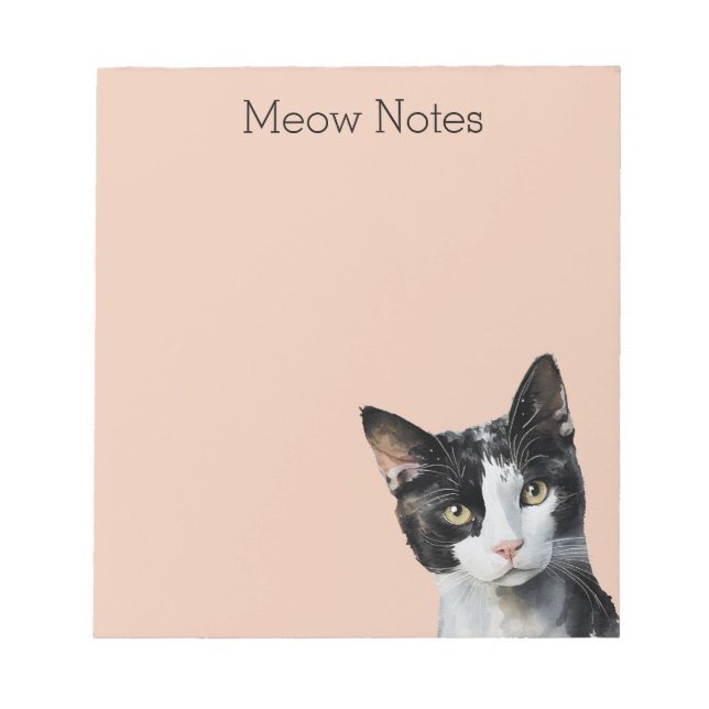 Bloc-note Chat Kitty Blanc Noir Pêcher (Devant)